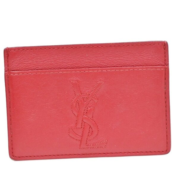 YVES SAINT LAURENT YSL Logo Card Case Wallet Leather Red Made in Italy 63KB290 - Picture 14 of 16